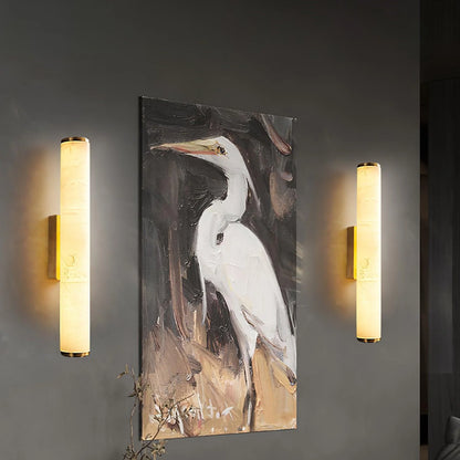 Column Wall Sconce Slim Vertical Integrated LED Stone-Effect Resin
