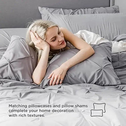 Comforter Set Microfiber Pintuck All-Season Machine-Washable