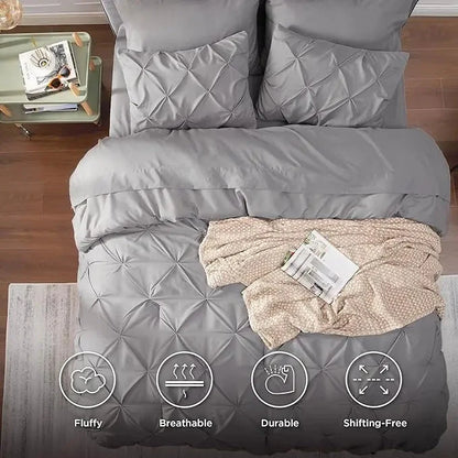 Comforter Set Microfiber Pintuck All-Season Machine-Washable