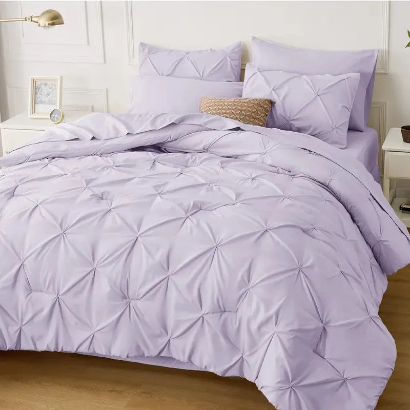Comforter Set Microfiber Pintuck All-Season Machine-Washable