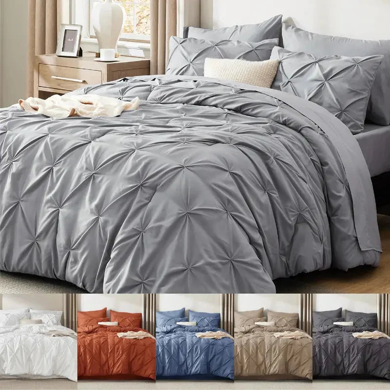 Comforter Set Microfiber Pintuck All-Season Machine-Washable