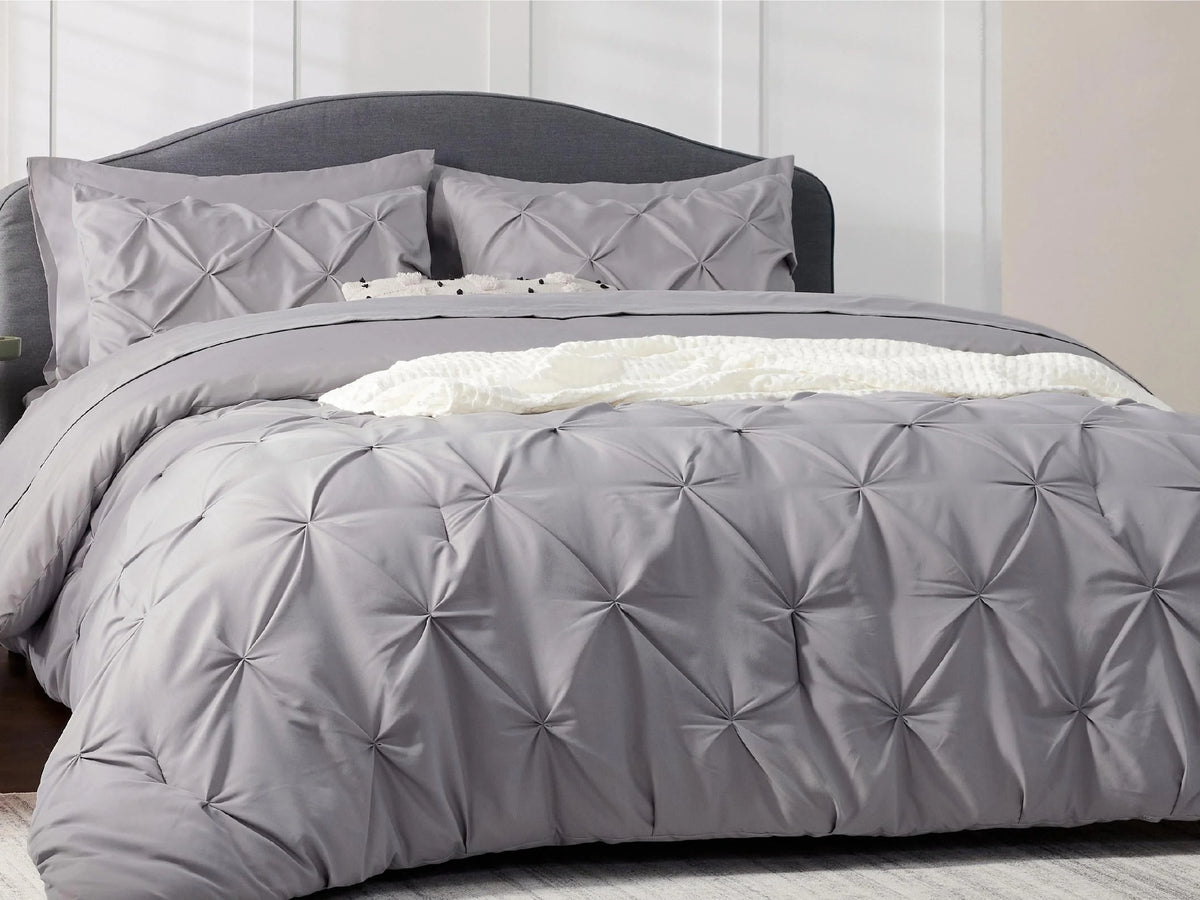 Comforter Set Microfiber Pintuck All-Season Machine-Washable