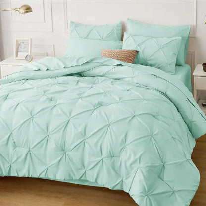 Comforter Set Microfiber Pintuck All-Season Machine-Washable