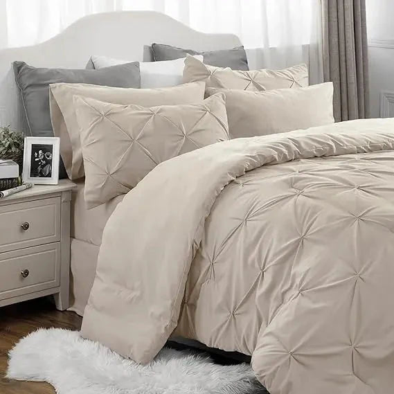 Comforter Set Pintuck Design Lightweight All-Season Microfiber