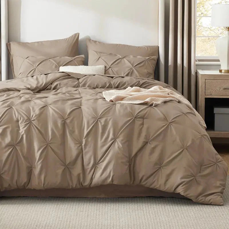 Comforter Set Pintuck Design Lightweight All-Season Microfiber