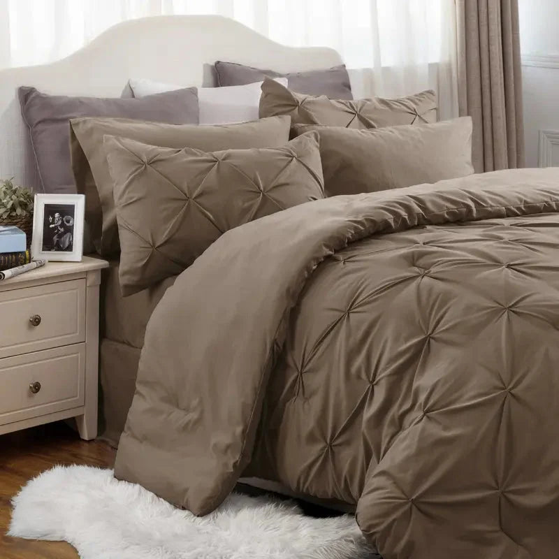 Comforter Set Pintuck Design Lightweight All-Season Microfiber