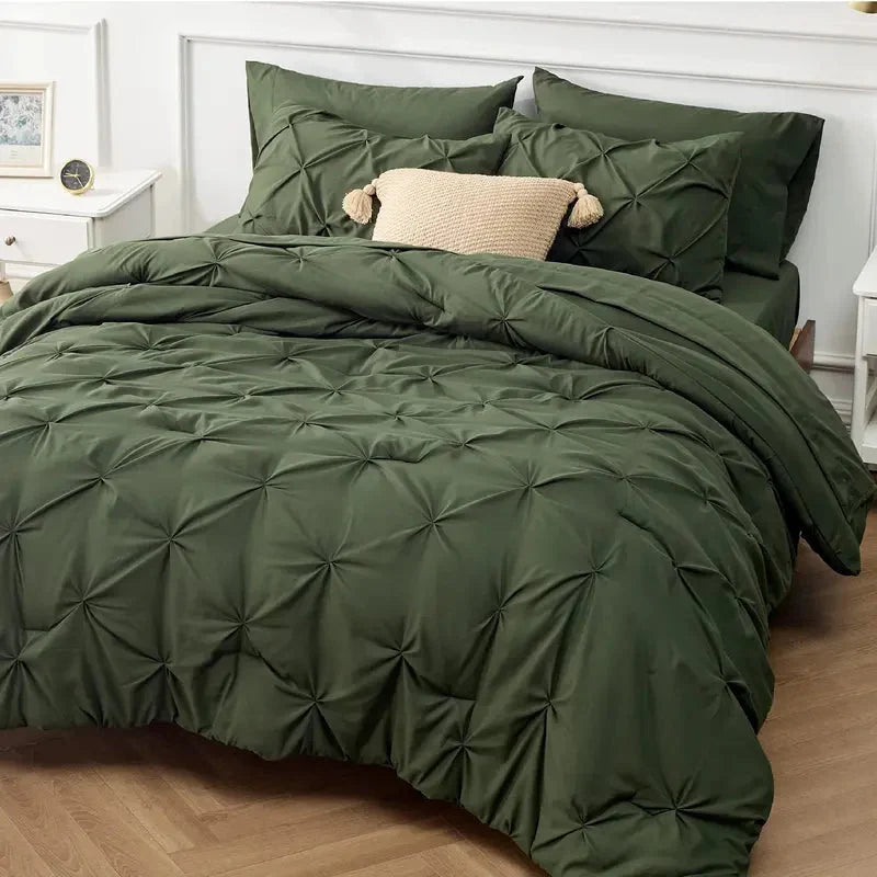Comforter Set Pintuck Design Lightweight All-Season Microfiber