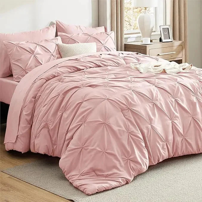 Comforter Set Pintuck Design Lightweight All-Season Microfiber
