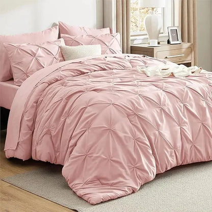 Comforter Set Pintuck Design Lightweight All-Season Microfiber