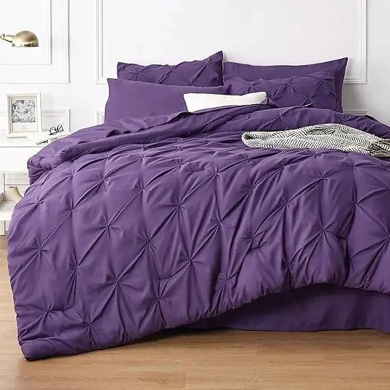 Comforter Set Pintuck Design Lightweight All-Season Microfiber