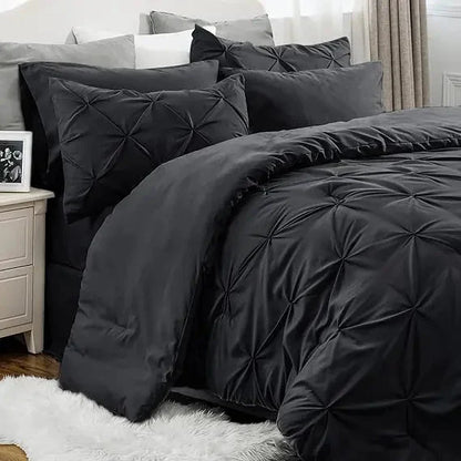 Comforter Set Pintuck Design Lightweight All-Season Microfiber
