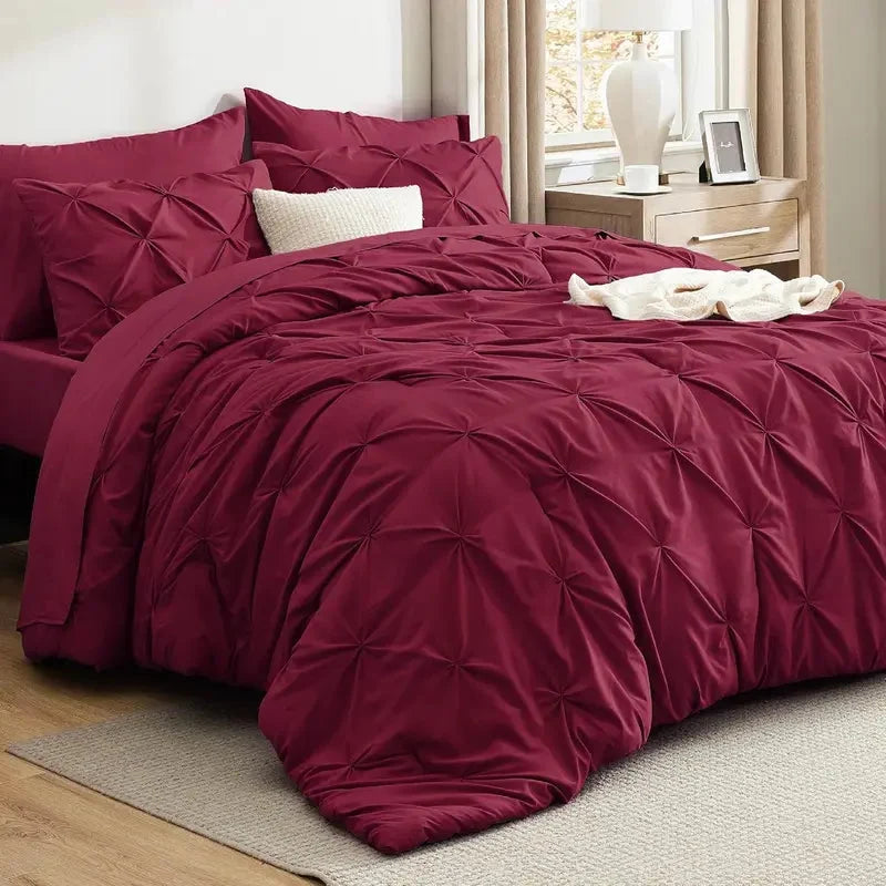 Comforter Set Pintuck Design Lightweight All-Season Microfiber