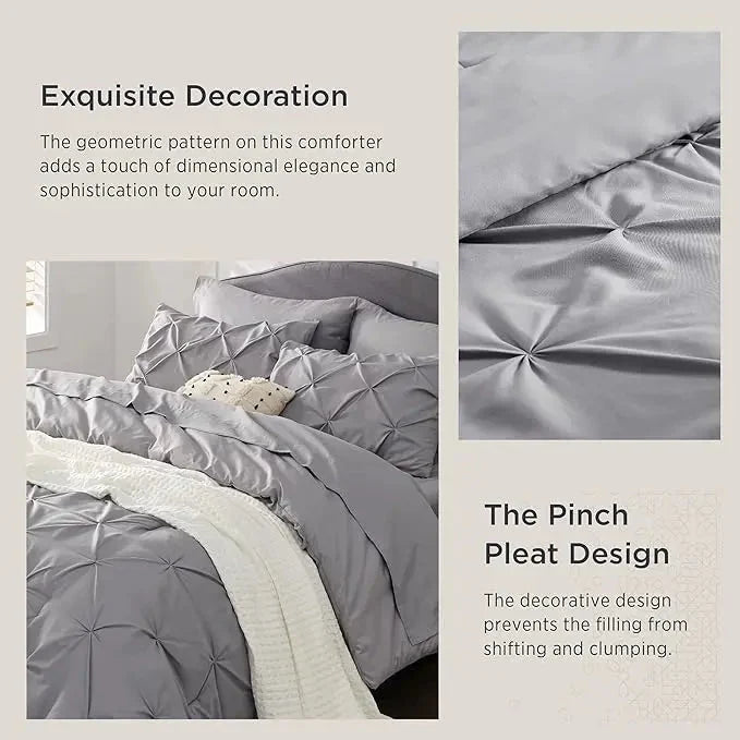 Comforter Set Pintuck Design Lightweight All-Season Microfiber