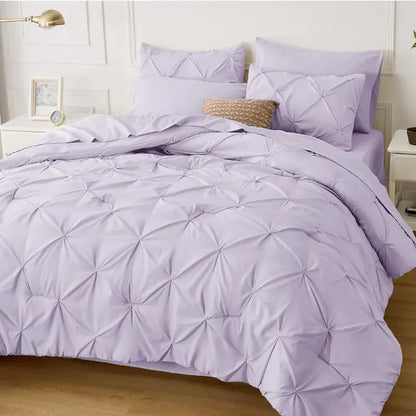 Comforter Set Pintuck Design Lightweight All-Season Microfiber