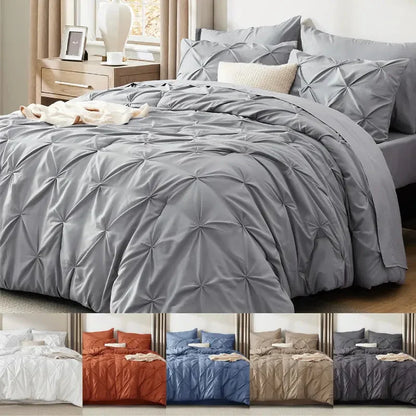 Comforter Set Pintuck Design Lightweight All-Season Microfiber