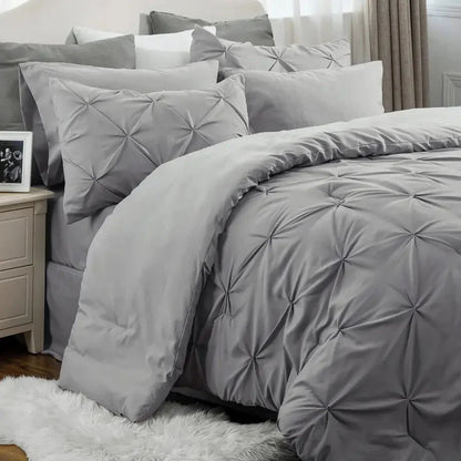 Comforter Set Pintuck Design Lightweight All-Season Microfiber