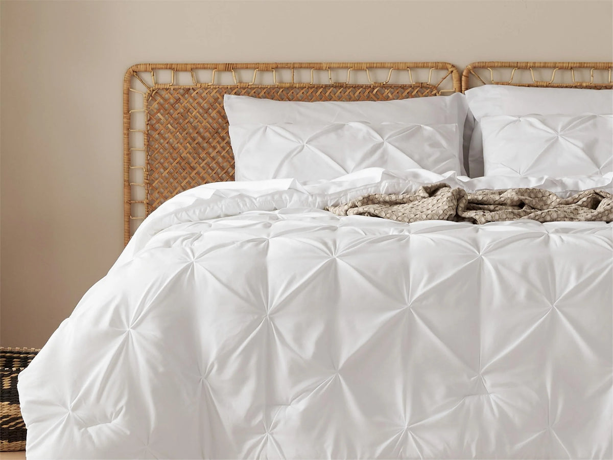 Comforter Set Pintuck Design Lightweight All-Season Microfiber