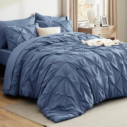 Comforter Set Pintuck Design Lightweight All-Season Microfiber