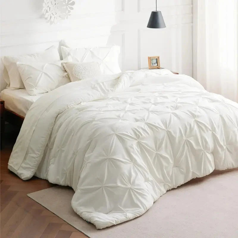 Comforter Set Pintuck Design Lightweight All-Season Microfiber