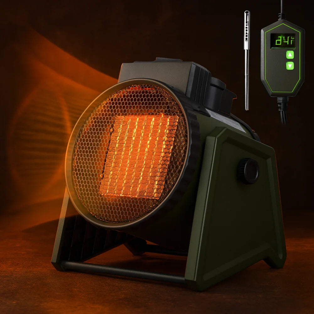 Compact Space Heater 1500W Adjustable Thermostat 90 Degree Oscillation