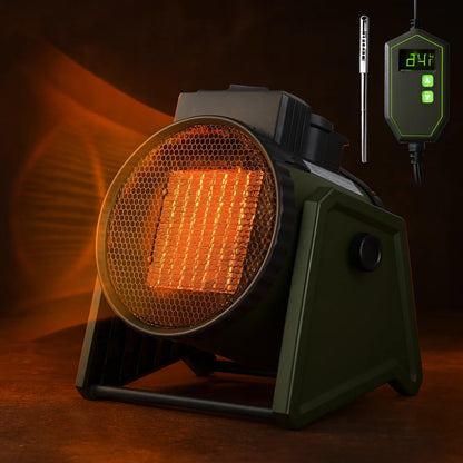 Compact Space Heater 1500W Adjustable Thermostat 90 Degree Oscillation