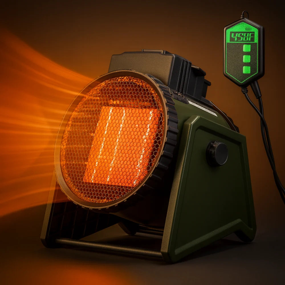 Compact Space Heater 1500W Adjustable Thermostat 90 Degree Oscillation