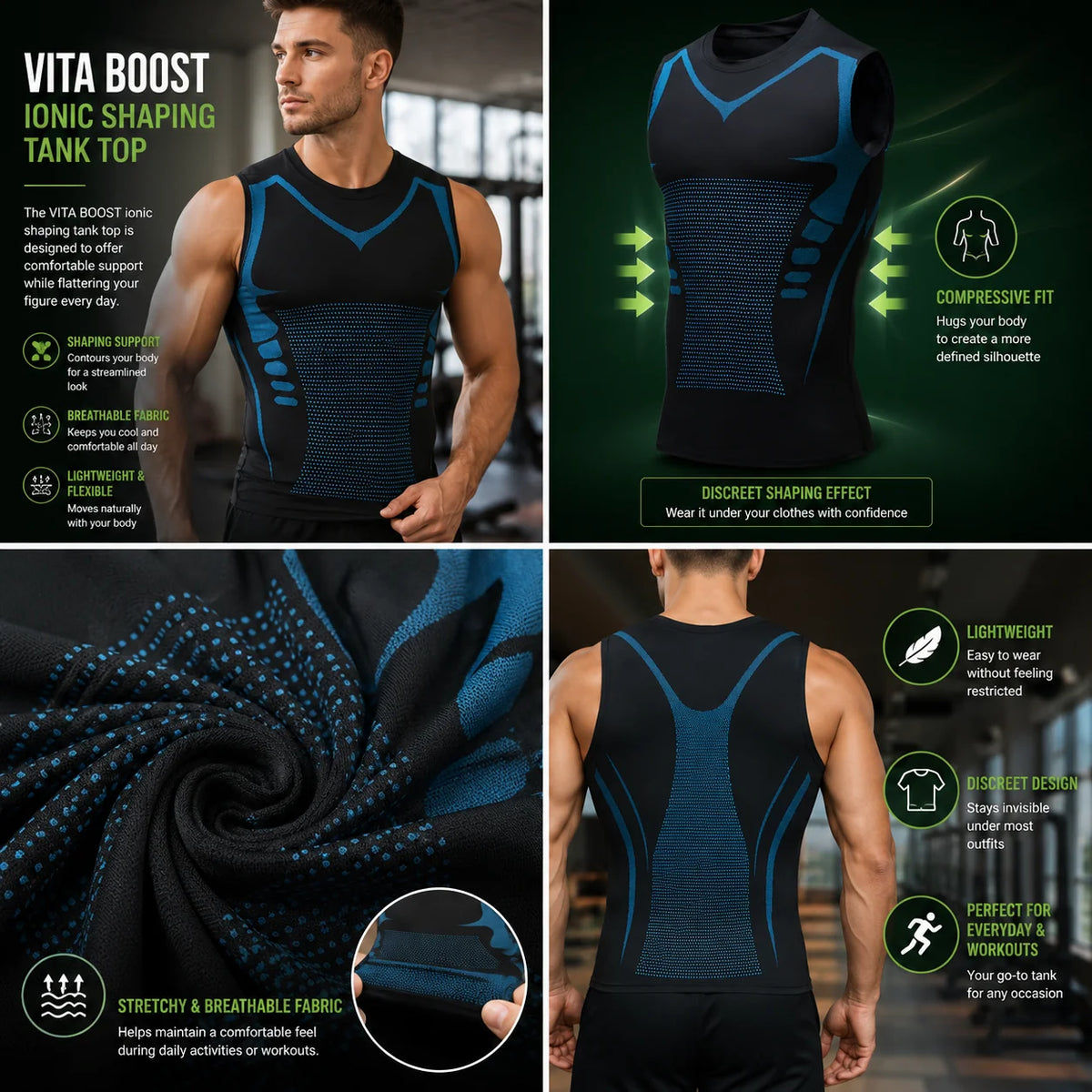 Compression Tank Non-Shifting Moisture-Wicking