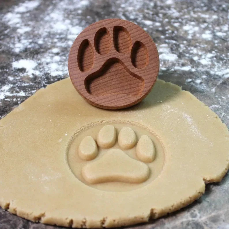 Cookie Stamp Solid Wood Intricate Floral Ergonomic Grip
