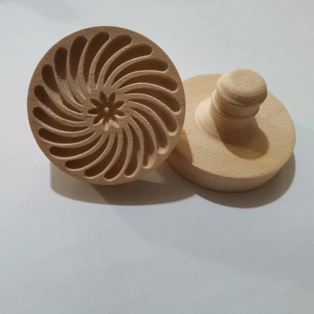 Cookie Stamp Solid Wood Intricate Floral Ergonomic Grip