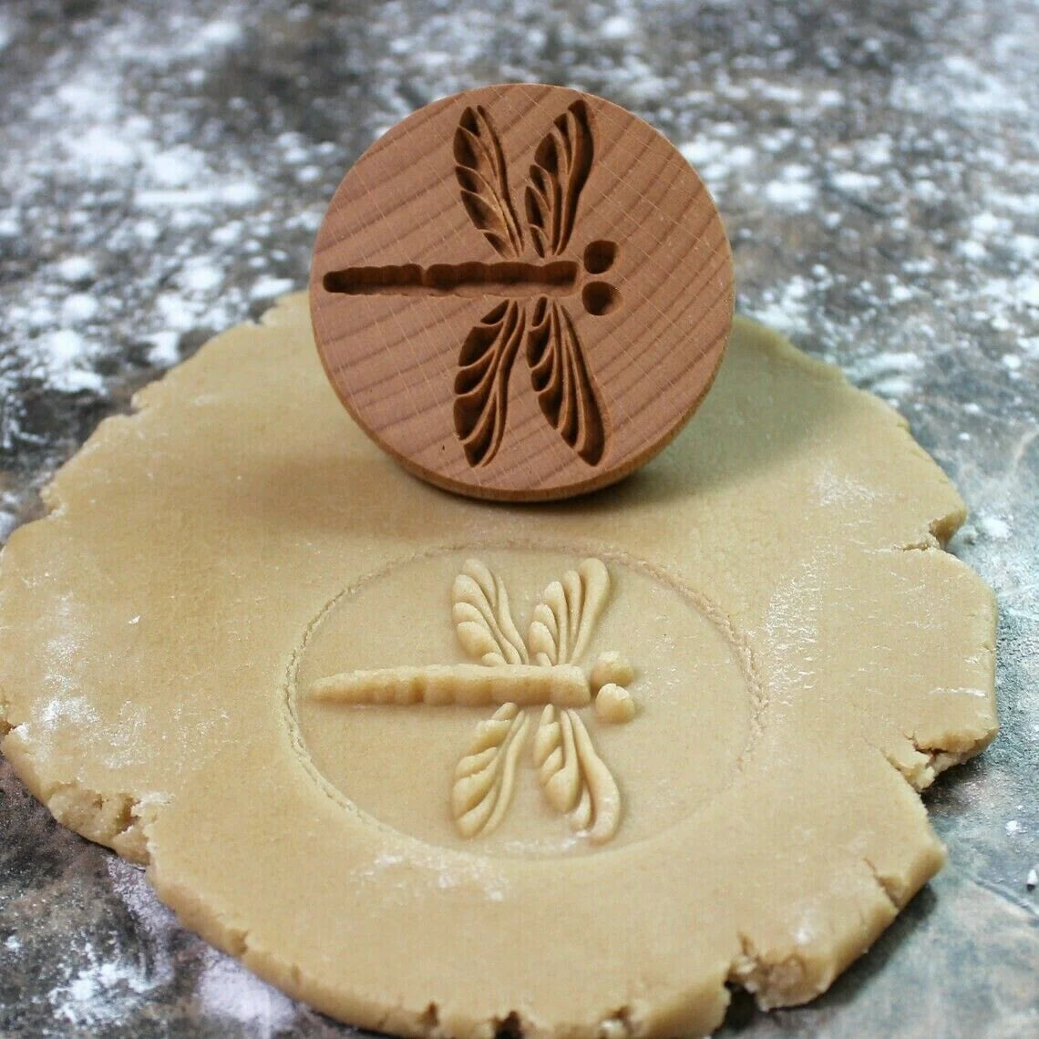 Cookie Stamp Solid Wood Intricate Floral Ergonomic Grip