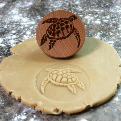 Cookie Stamp Solid Wood Intricate Floral Ergonomic Grip