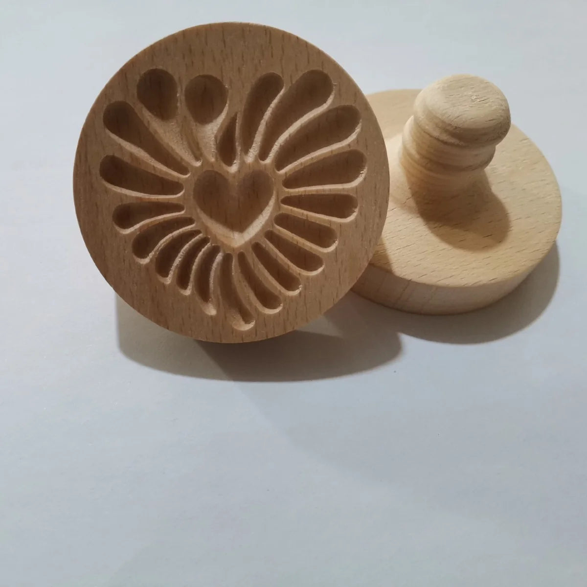 Cookie Stamp Solid Wood Intricate Floral Ergonomic Grip
