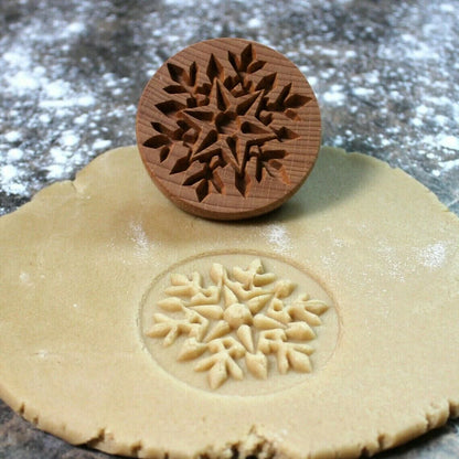 Cookie Stamp Solid Wood Intricate Floral Ergonomic Grip
