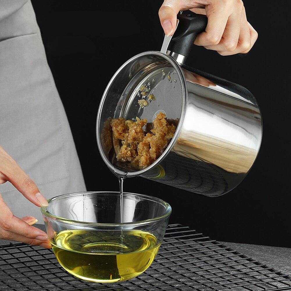 Cooking Oil Separator Stainless Steel Fine Mesh 44 Fl Oz Capacity