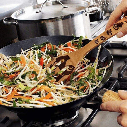 Cooking Spoon Set 5-Piece Bamboo Zigzag Edge BPA-Free