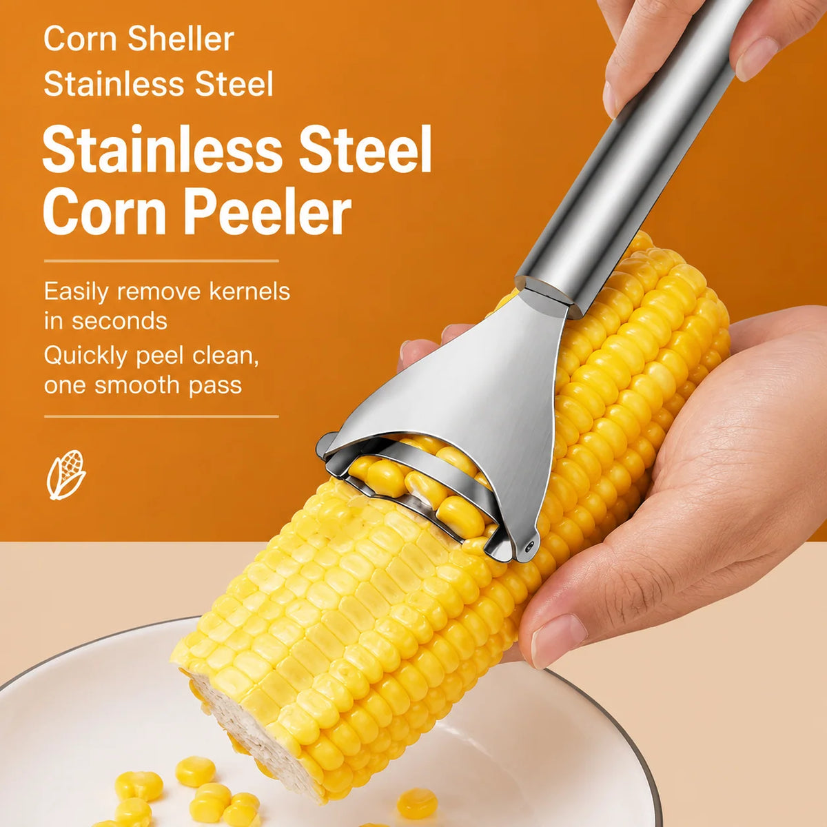 Corn Peeler Stainless Steel Serrated Blade Non-Slip Handle