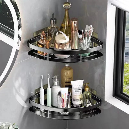 Corner Bathroom Shelf Space-Saving Rustproof Aluminum No-Drill Mount