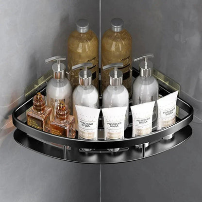 Corner Bathroom Shelf Space-Saving Rustproof Aluminum No-Drill Mount