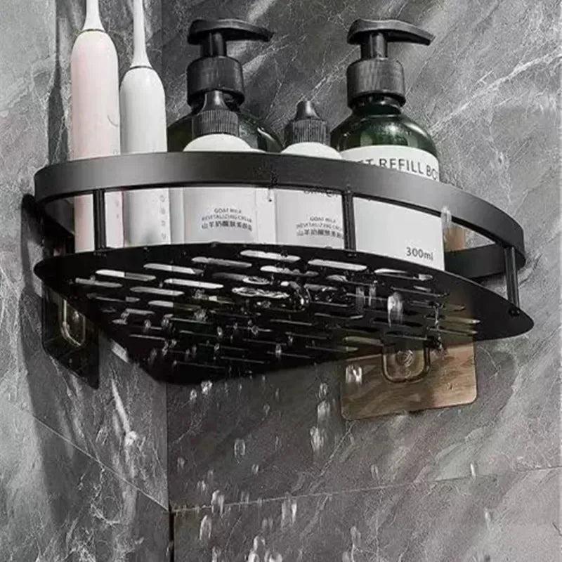 Corner Bathroom Shelf Space-Saving Rustproof Aluminum No-Drill Mount