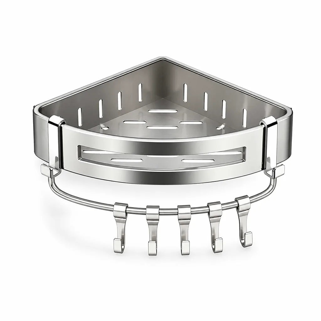 Corner Shower Basket 304 Stainless Steel No-Drill Mount