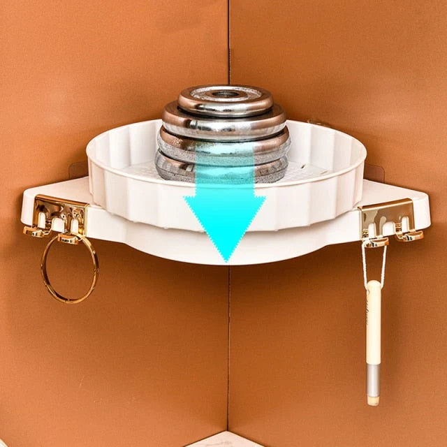 Corner Storage Shelf 360° Rotating Wall-Mounted No-Drill