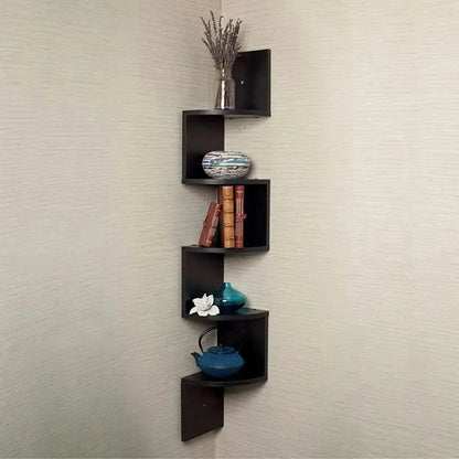 Corner Wall Shelf Multi-Tier MDF Space-Saving Storage