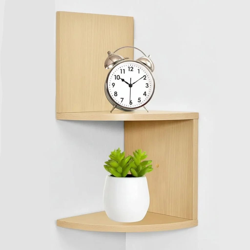 Corner Wall Shelf Multi-Tier MDF Space-Saving Storage