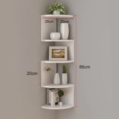 Corner Wall Shelf Multi-Tier MDF Space-Saving Storage