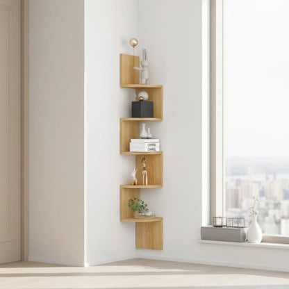 Corner Wall Shelf Multi-Tier MDF Space-Saving Storage