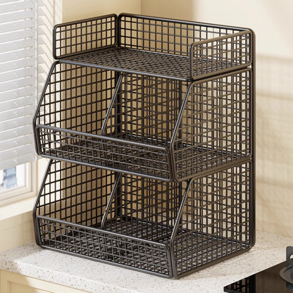 Countertop Pantry Organizer 3-Tier Metal Wire with Top Shelf