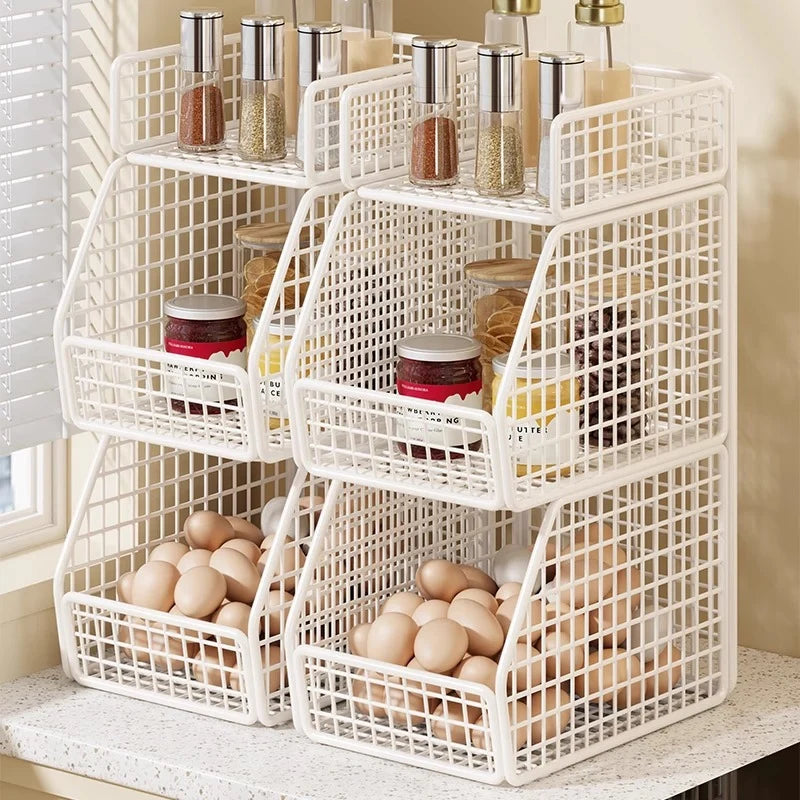 Countertop Pantry Organizer 3-Tier Metal Wire with Top Shelf
