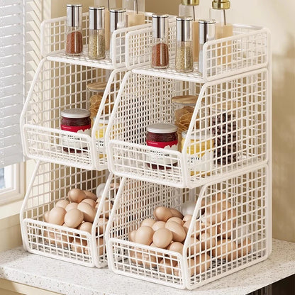 Countertop Pantry Organizer 3-Tier Metal Wire with Top Shelf