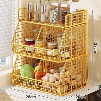 Countertop Pantry Organizer 3-Tier Metal Wire with Top Shelf