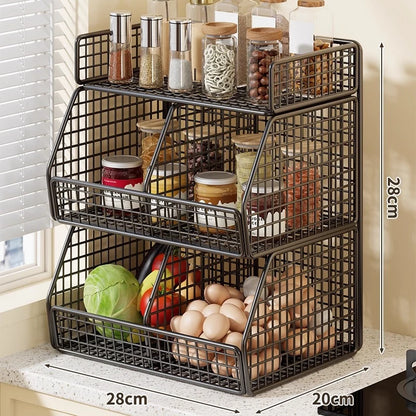 Countertop Pantry Organizer 3-Tier Metal Wire with Top Shelf